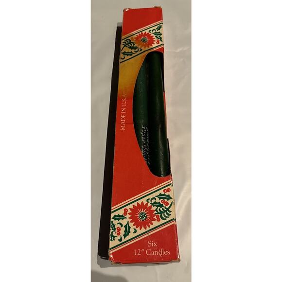 Taper Candles Candle-lite Dark Green Six 12"  VTG NEW USA Lancaster Colony Comp - Picture 3 of 7